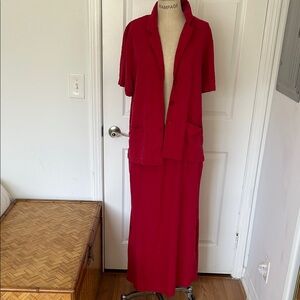 Sag Harbor Red Silk Skirt Set